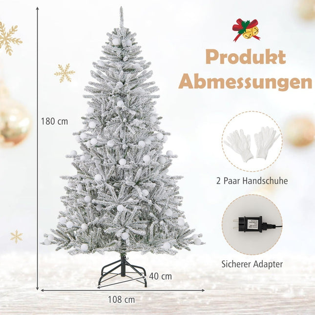 Sapin de Noël artificiel floqué neige de 180 cm, 250 LED