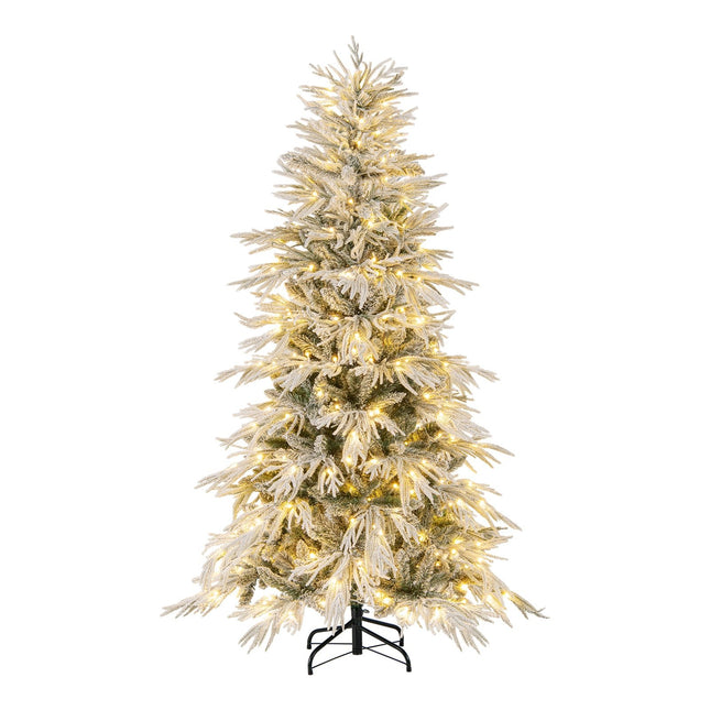 Sapin de Noël pré-illuminé, 180 cm, recouvert de neige floquée, 250 LED