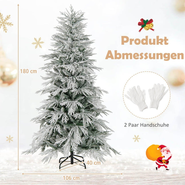 Sapin de Noël pré-illuminé, 180 cm, recouvert de neige floquée, 250 LED