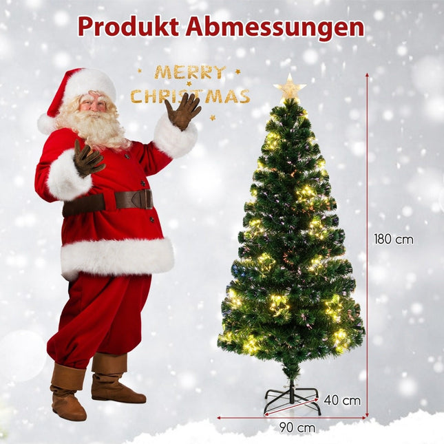 Sapin de Noël artificiel en fibre de verre 180 cm avec éclairage