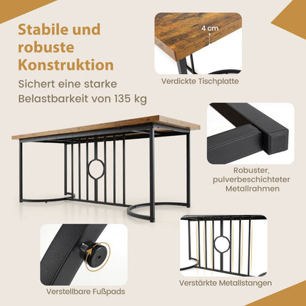 180 cm Esstisch für 6-8 Personen rechteckiger Küchentisch aus Holz