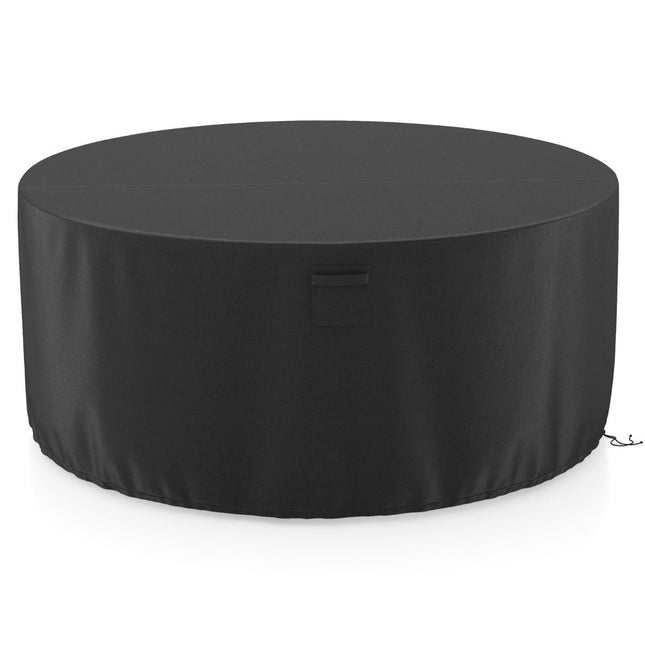Ø 183 cm Housse pour salon de terrasse ronde avec fentes d'aération & boucles & cordons noir