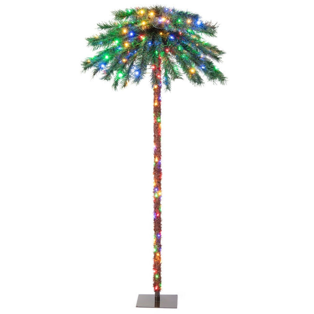 Palmier artificiel de 183 cm de haut avec pointes de branches en PVC, arbre artificiel éclairé pour Noël vert