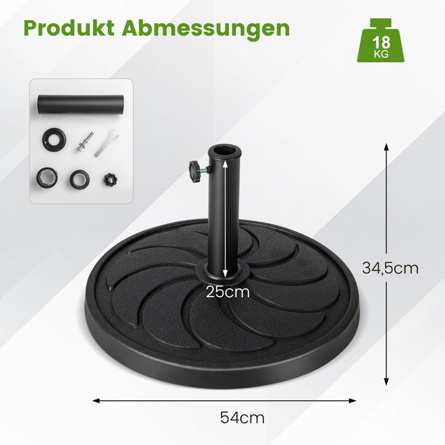 18 kg schwerer Schirmständer mit 54 cm Durchmesser für Schirmstangen von φ38/48 mm