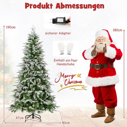 Sapin de Noël enneigé pré-illuminé de 190 cm avec lumières LED
