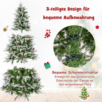 Sapin de Noël enneigé pré-illuminé de 190 cm avec lumières LED