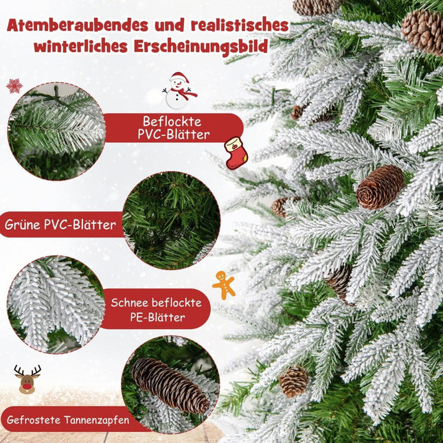 Sapin de Noël enneigé pré-illuminé de 190 cm avec lumières LED