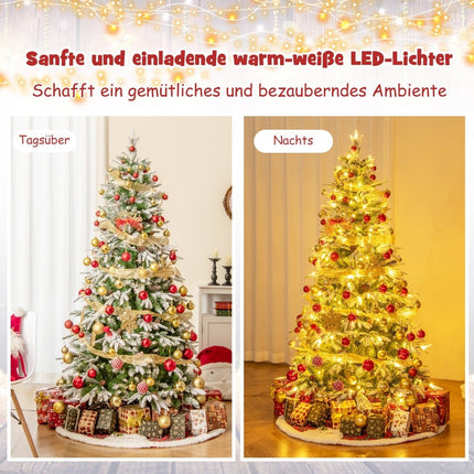 Sapin de Noël enneigé pré-illuminé de 190 cm avec lumières LED