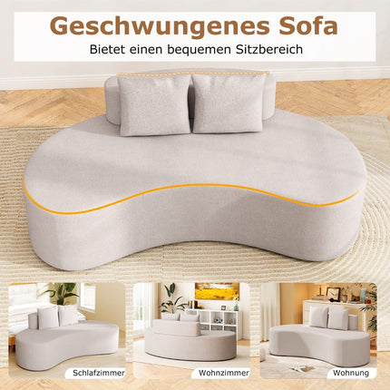Canapé-lit gris de 199 cm avec 2 coussins, dossier bas