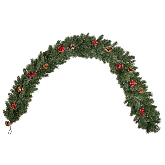 Künstliche Weihnachts-Girlande mit Tannenzapfen und Beeren, 1,9 m