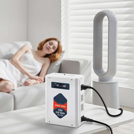 2000VA Step-Down Voltage Converter 220V to 110V, USB, LCD