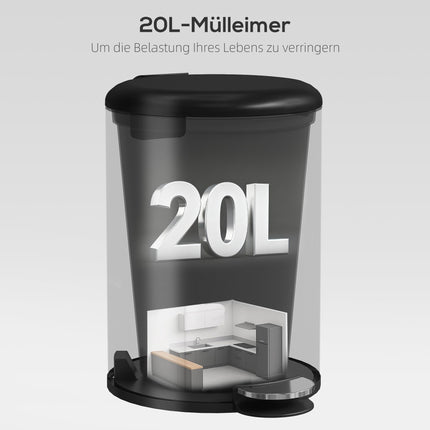 20L Treteimer, Soft-Close-Deckel, Schwarzmetall