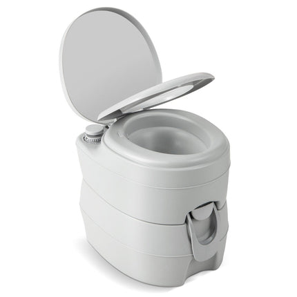 Tragbare Toilette, 20 l, mit abnehmbarem Fäkalientank, auslaufsicherem Sitz und Spülpumpe, Grau