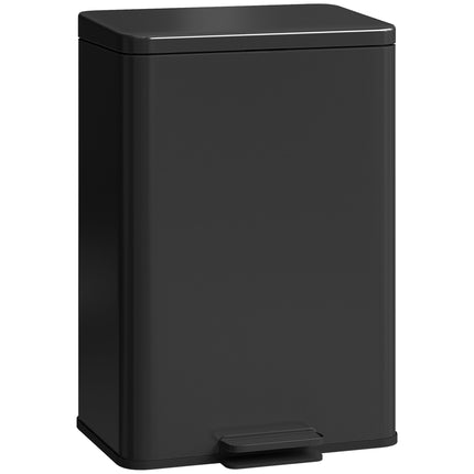 Poubelle à pédale de 20 L à fermeture amortie avec seau intérieur amovible, noire