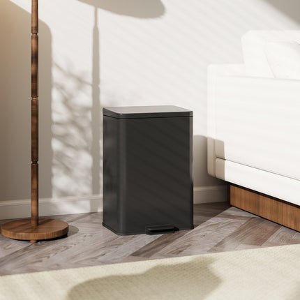 Poubelle à pédale de 20 L à fermeture amortie avec seau intérieur amovible, noire
