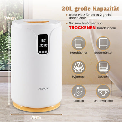Seau chauffe-serviettes de 20 L avec lumière LED et chauffage rapide