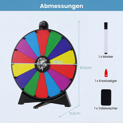 Roue tournante de 50 cm avec marqueur tableau noir, multicolore