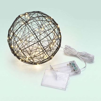 20 cm schwarze LED-Dekorkugel – warmweißes Licht