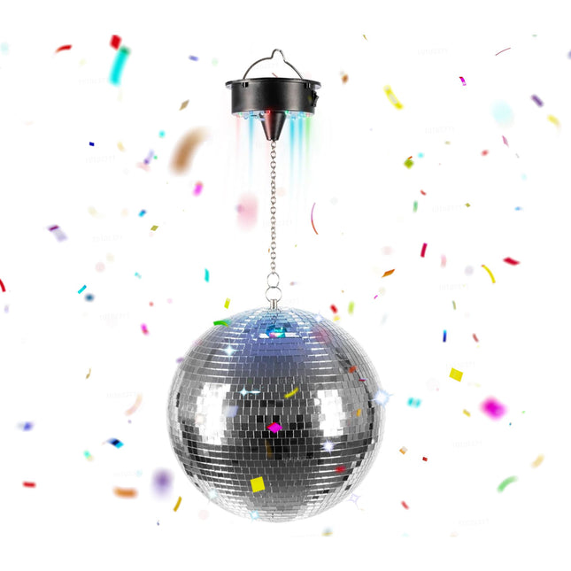 20 cm Discokugel mit Motor und LED-Beleuchtung
