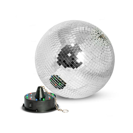 20 cm Discokugel mit Motor und LED-Beleuchtung