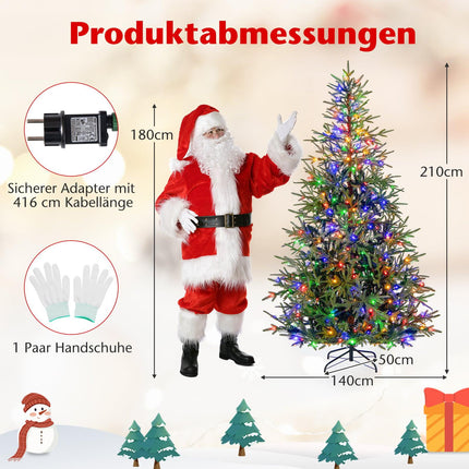Sapin de Noël artificiel de 210 cm, 250 LED multicolores