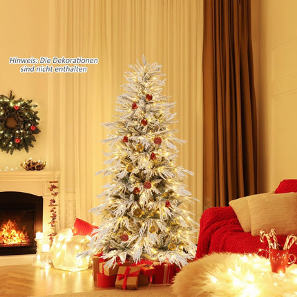 Sapin de Noël artificiel de 210 cm, floqué de neige, 350 LED