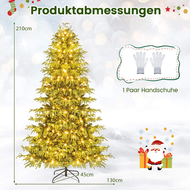 Sapin de Noël artificiel de 210 cm avec guirlandes lumineuses LED
