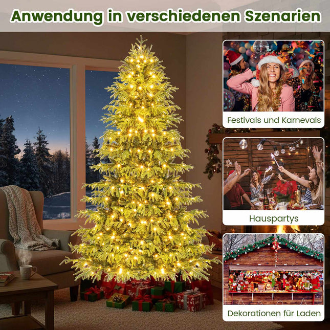 Sapin de Noël artificiel de 210 cm avec guirlandes lumineuses LED