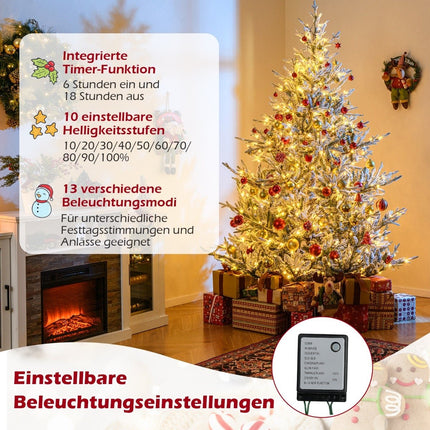 210 cm Künstlicher Weihnachtsbaum mit Beleuchtung & Schnee