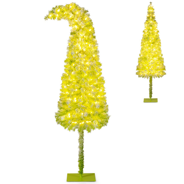 Sapin de Noël artificiel de 210 cm avec lumières et neige artificielle