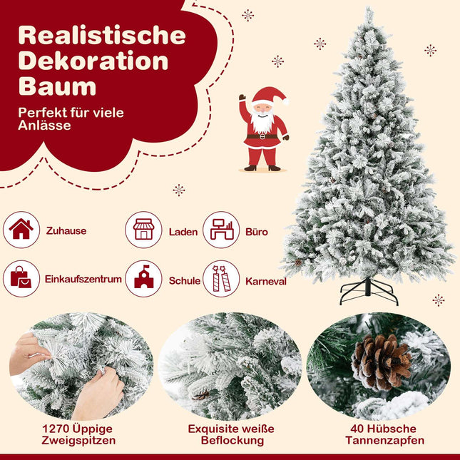 Sapin de Noël artificiel de 210 cm avec neige et lumières LED