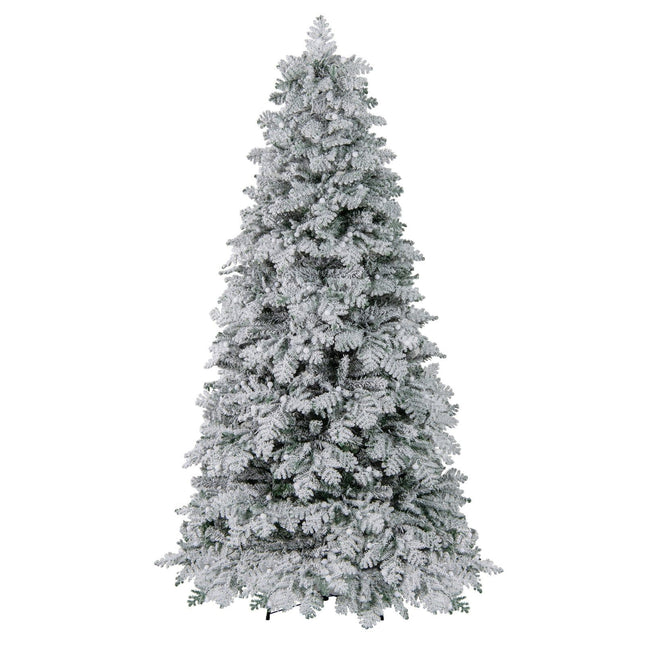 Sapin de Noël artificiel de 210 cm avec guirlandes lumineuses LED effet neige.