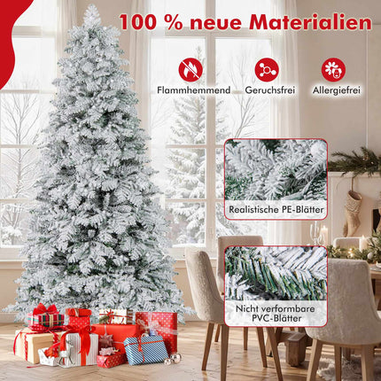 210 cm großer künstlicher Weihnachtsbaum mit verschneiten LED-Lichtern