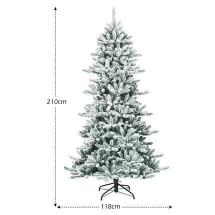 210 cm Künstlicher verschneiter Weihnachtsbaum mit Tannenzapfen
