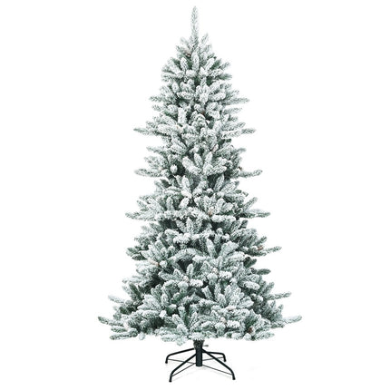 210 cm Künstlicher verschneiter Weihnachtsbaum mit Tannenzapfen