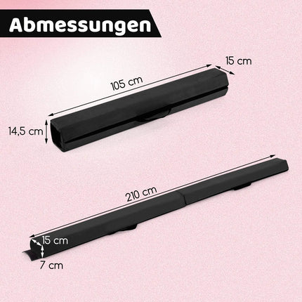 210 cm klappbarer Gymnastik-Schwebebalken, rutschfest, schwarz