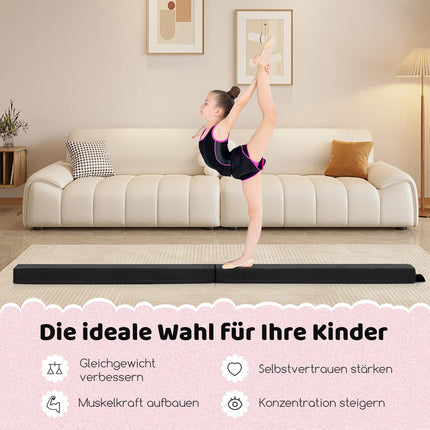 210 cm klappbarer Gymnastik-Schwebebalken, rutschfest, schwarz