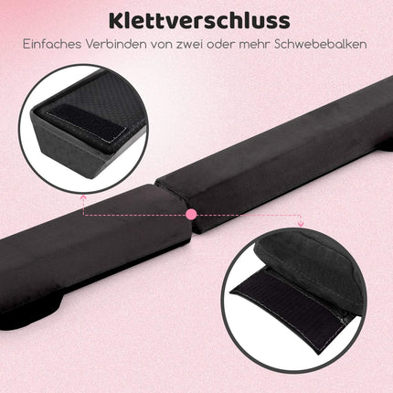 210 cm klappbarer Gymnastik-Schwebebalken, rutschfest, schwarz