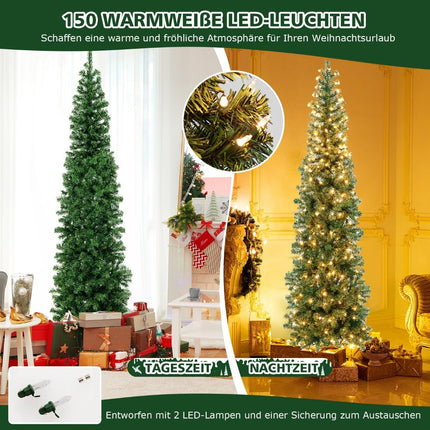 210 cm halber Weihnachtsbaum mit 150 LED-Leuchten