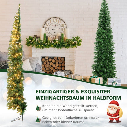 210 cm halber Weihnachtsbaum mit 150 LED-Leuchten