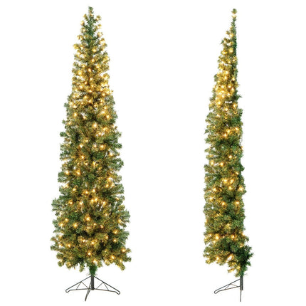 210 cm halber Weihnachtsbaum mit 150 LED-Leuchten
