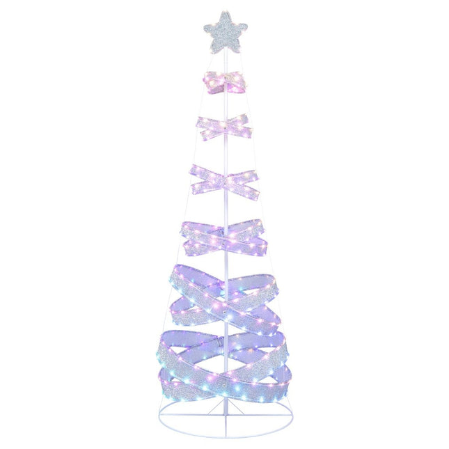 Sapin de Noël en spirale LED de 210 cm en métal polyester avec 341 LED et 34 modes d'éclairage et étoile