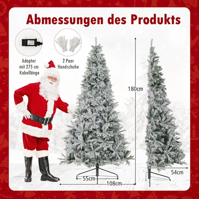 Sapin de Noël artificiel demi-sapin pré-illuminé de 210 cm, floqué de neige