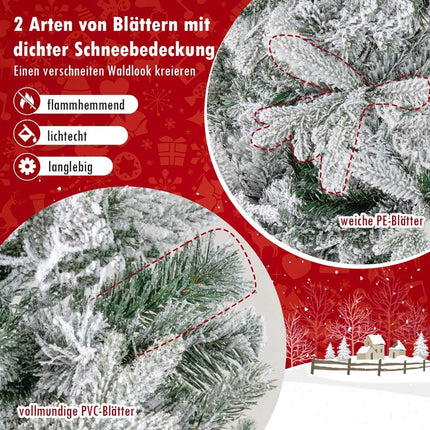 Sapin de Noël artificiel demi-sapin pré-illuminé de 210 cm, floqué de neige