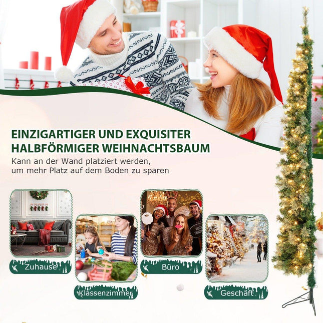 Demi-arbre de Noël pré-éclairé de 210 cm, demi-arbre artificiel