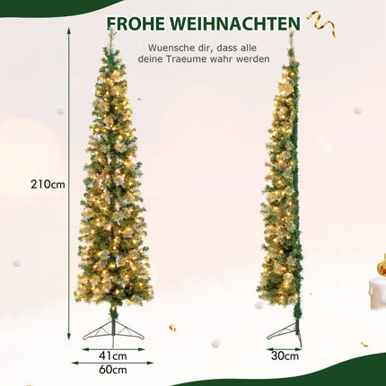 Demi-arbre de Noël pré-éclairé de 210 cm, demi-arbre artificiel