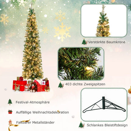 Demi-arbre de Noël pré-éclairé de 210 cm, demi-arbre artificiel