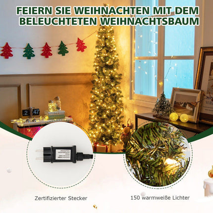 Demi-arbre de Noël pré-éclairé de 210 cm, demi-arbre artificiel