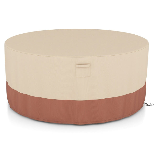 Housse pour salon de terrasse ronde Ø 213 cm avec fentes d'aération & boucles & cordons beige