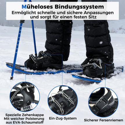 21" Schneeschuh-Set mit Stöcken, Größe 35-40, Blau